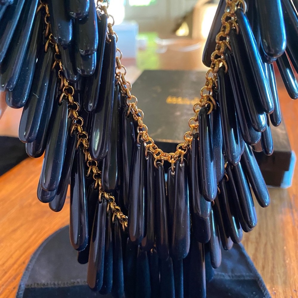 Joan Rivers 20th anniversary Triple Strand Black Onyx Lucite Necklace NIB - Picture 10 of 11